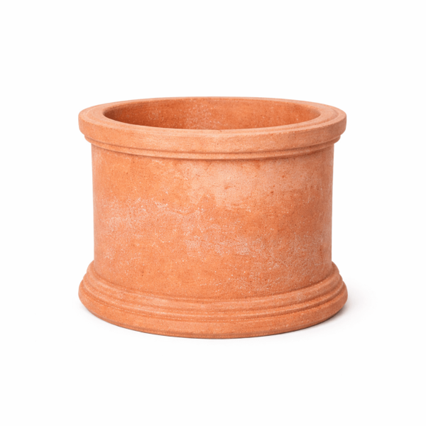 Moderner cylindrischer Pflanztopf aus original Impruneta-Terracotta